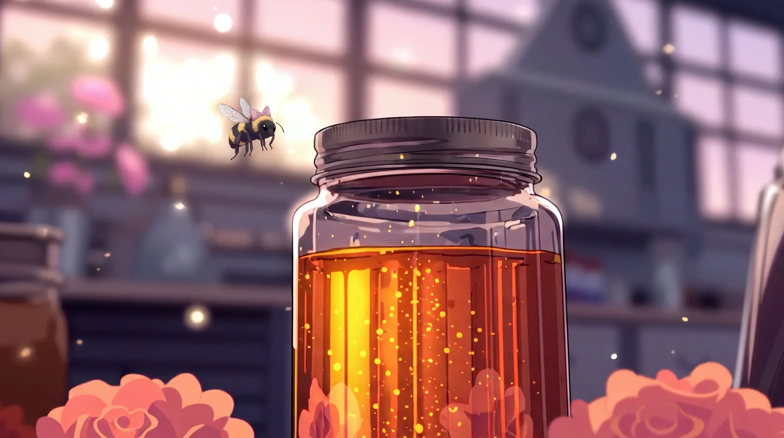 Keyframe 9, edited version: bee added, jar lid fixed to sit on top instead of inside